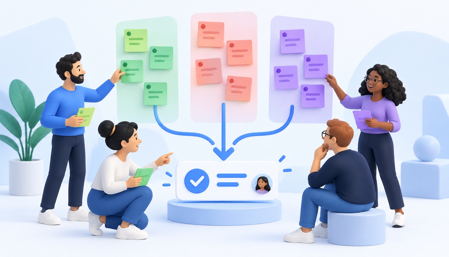 A team turning retrospective observations into one owned improvement action